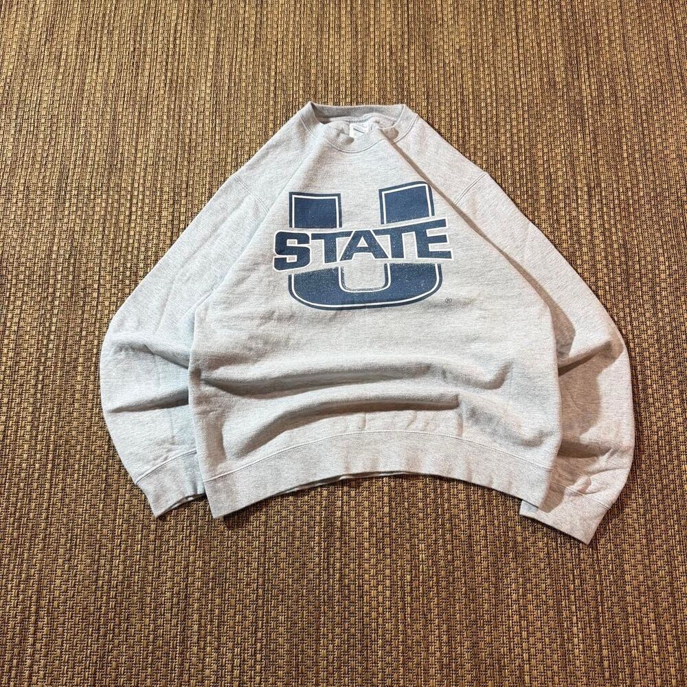 Port-company Men's Grey and Navy Sweatshirt